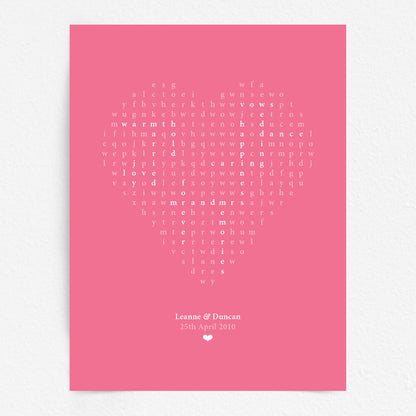 Custom Love Print - Heart Word Search