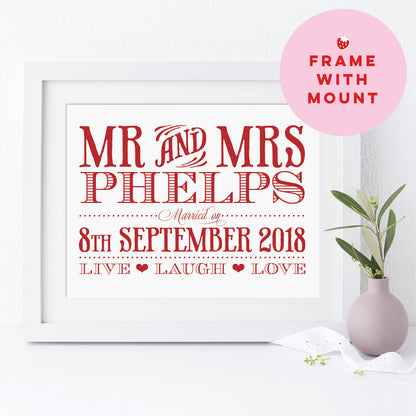 Custom Mr & Mrs Print - Vintage Engraved Style
