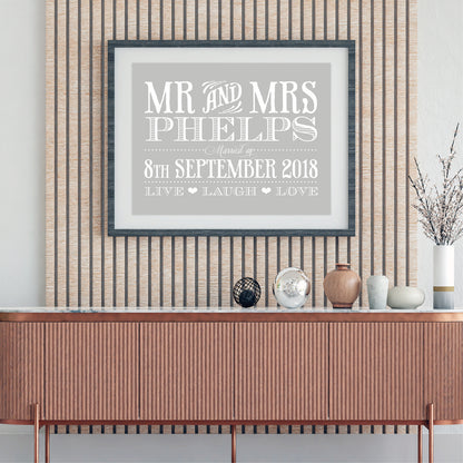 Custom Mr & Mrs Print - Vintage Engraved Style