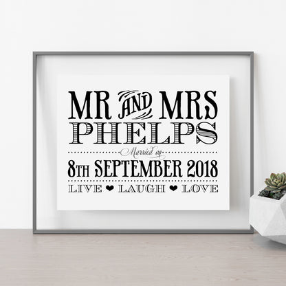 Custom Mr & Mrs Print - Vintage Engraved Style