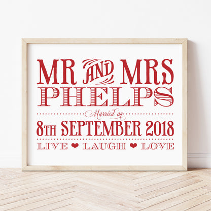 Custom Mr & Mrs Print - Vintage Engraved Style