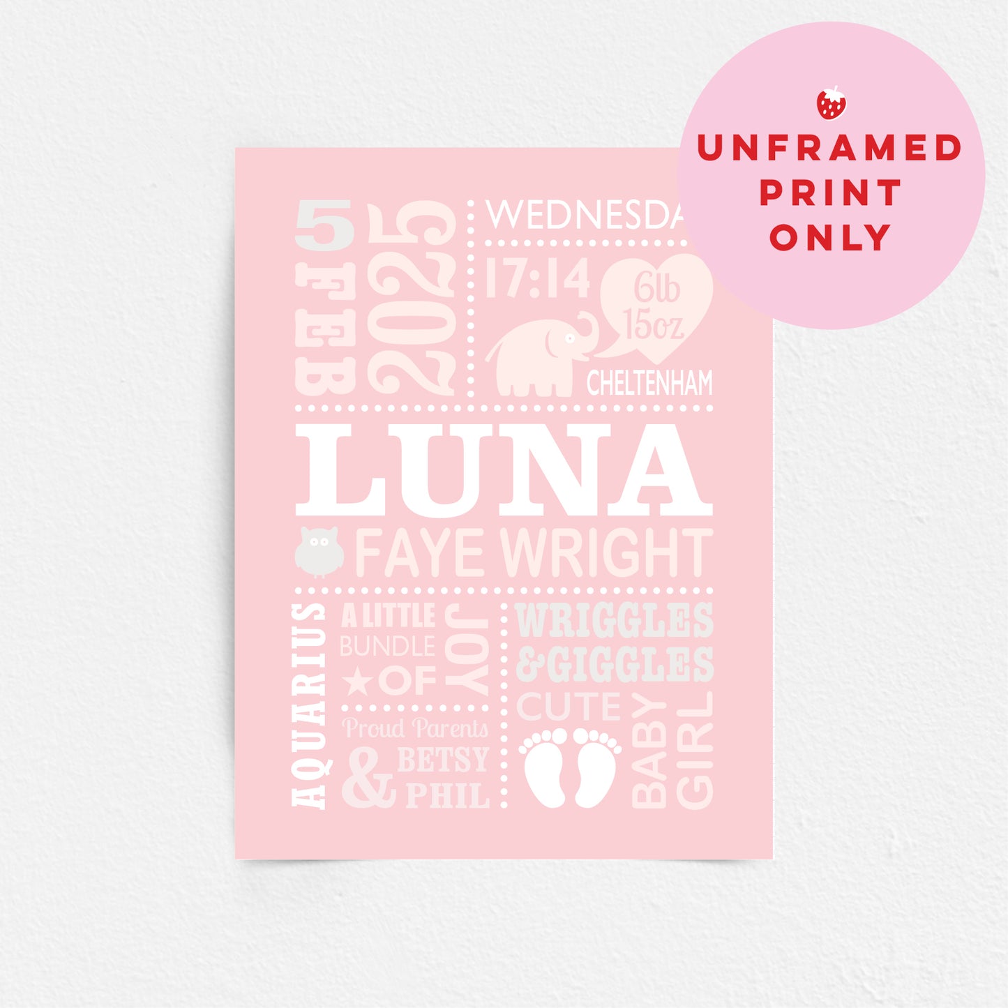 Custom Baby Print - Girl Cute Elephant