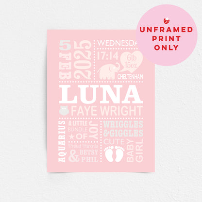 Custom Baby Print - Girl Cute Elephant
