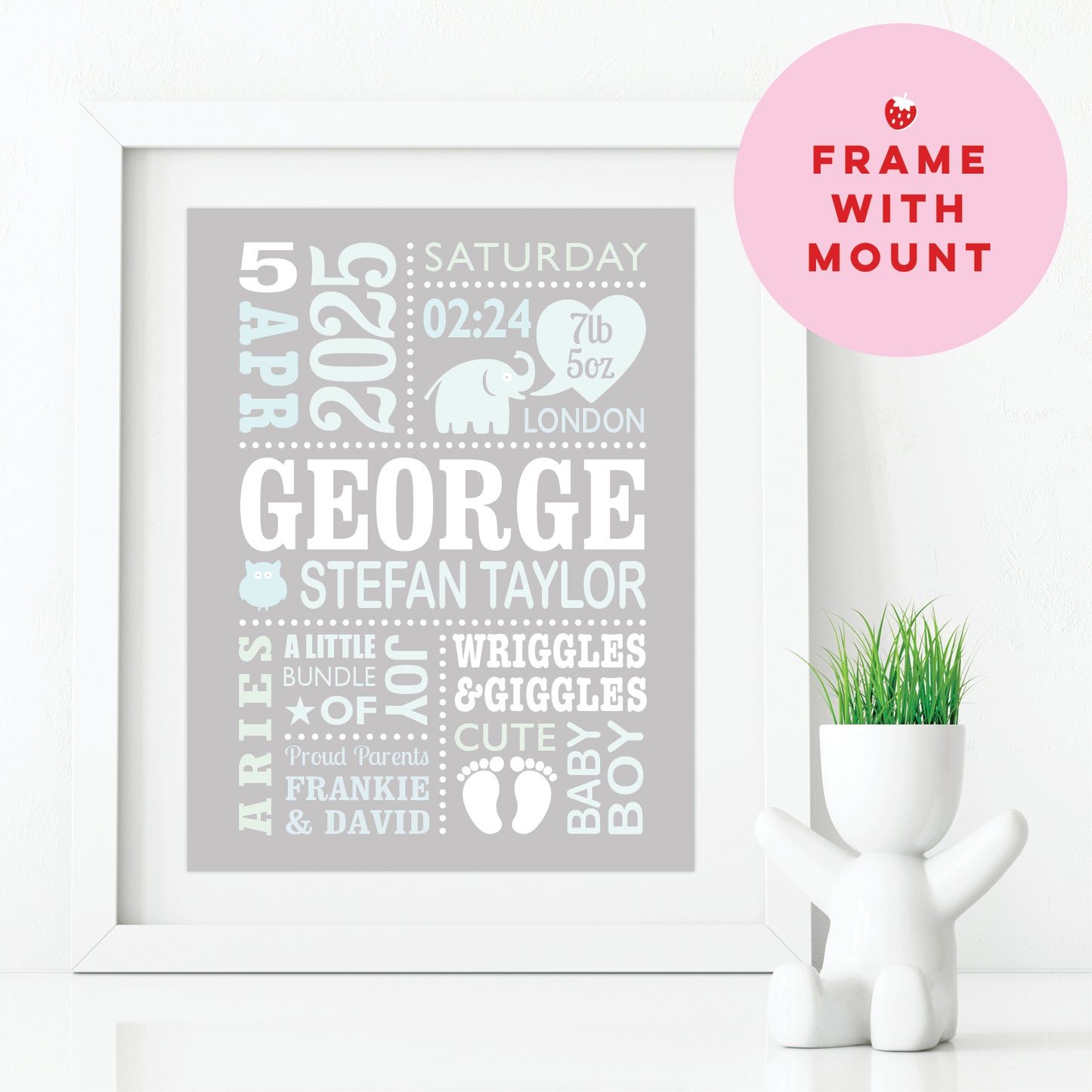 Custom Baby Print - Boy Cute Elephant