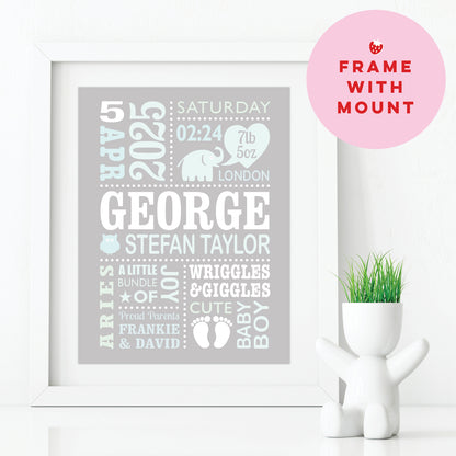 Custom Baby Print - Boy Cute Elephant