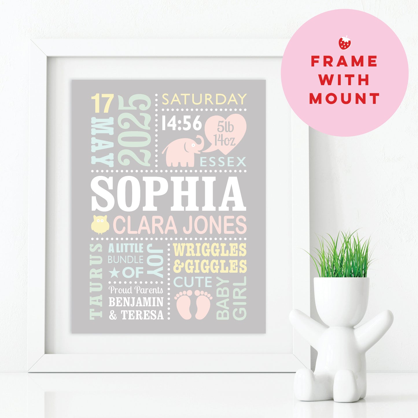 Custom Baby Print - Girl Cute Elephant