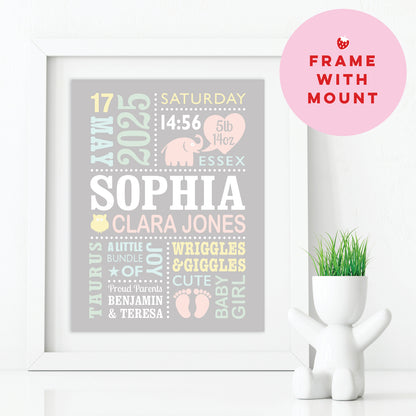 Custom Baby Print - Girl Cute Elephant