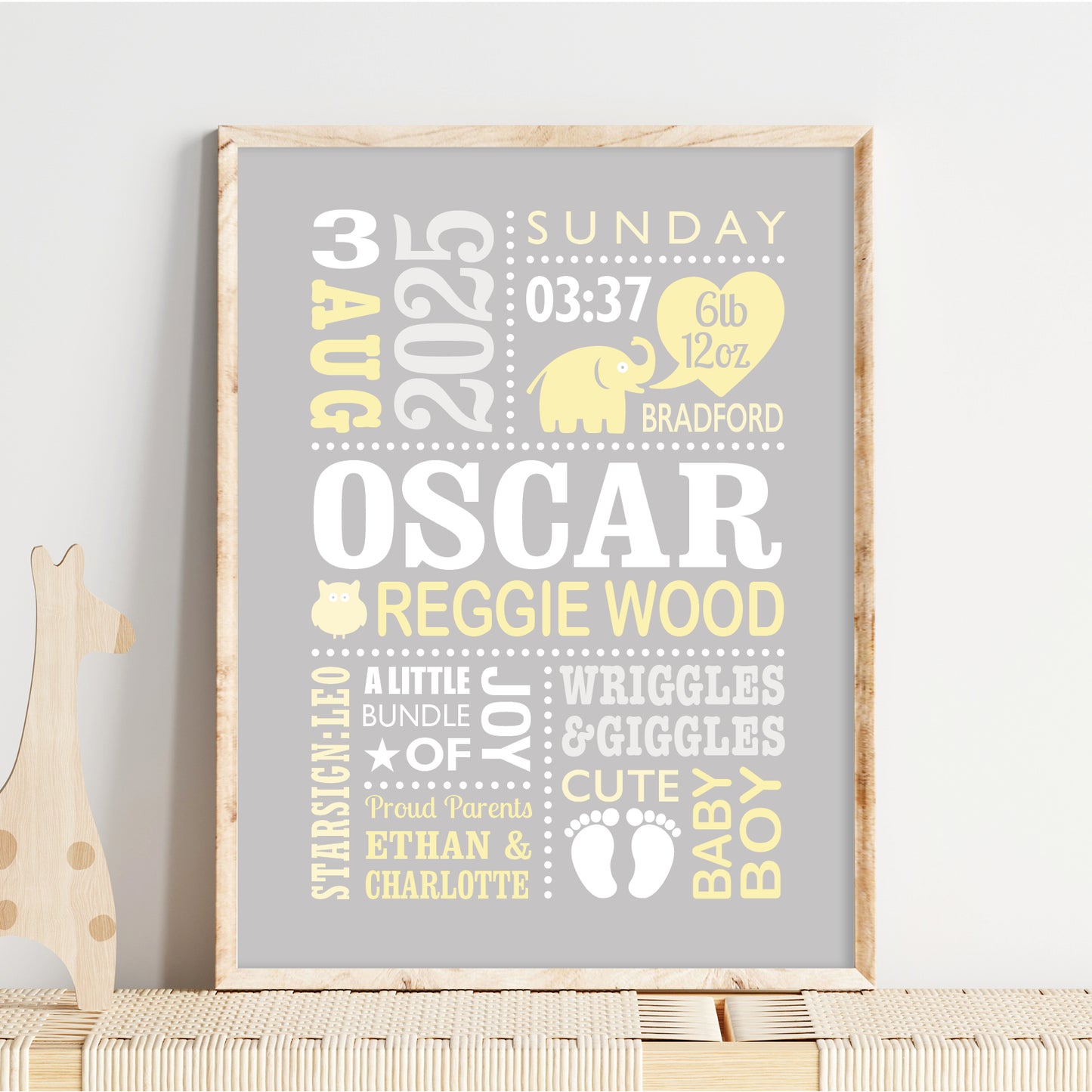 Custom Baby Print - Boy Cute Elephant