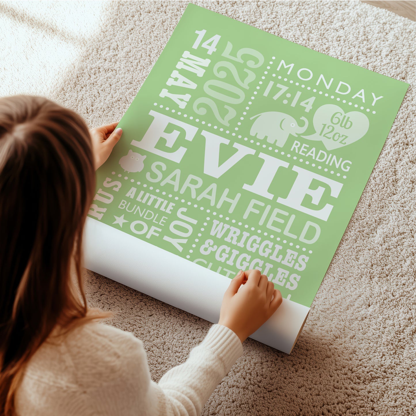 Custom Baby Print - Girl Cute Elephant