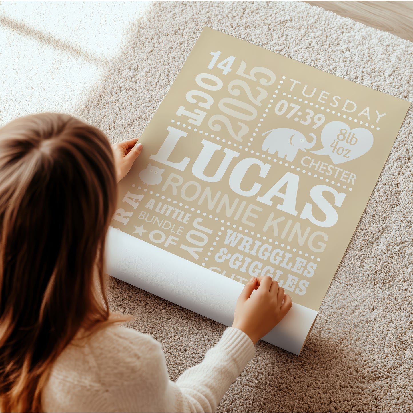Custom Baby Print - Boy Cute Elephant