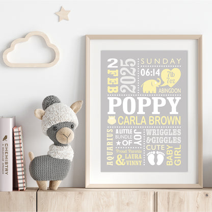 Custom Baby Print - Girl Cute Elephant