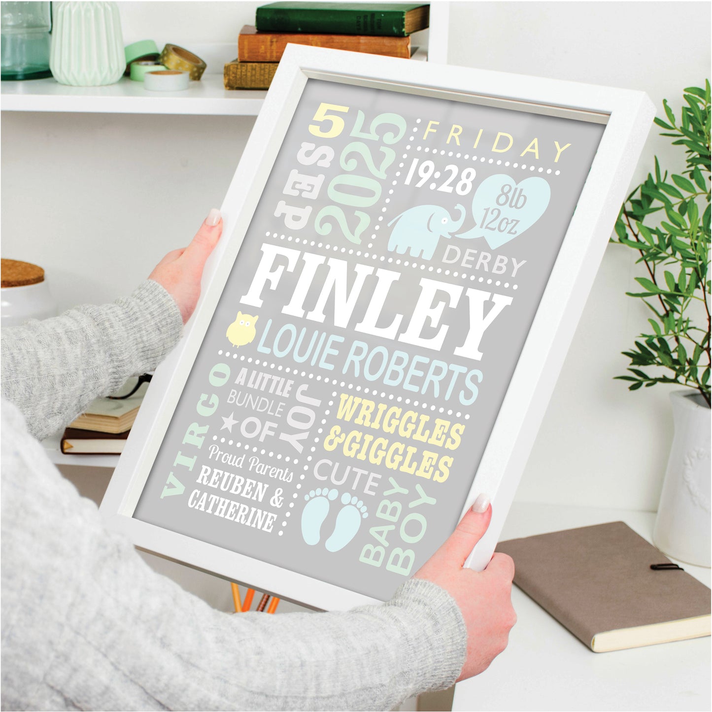 Custom Baby Print - Boy Cute Elephant