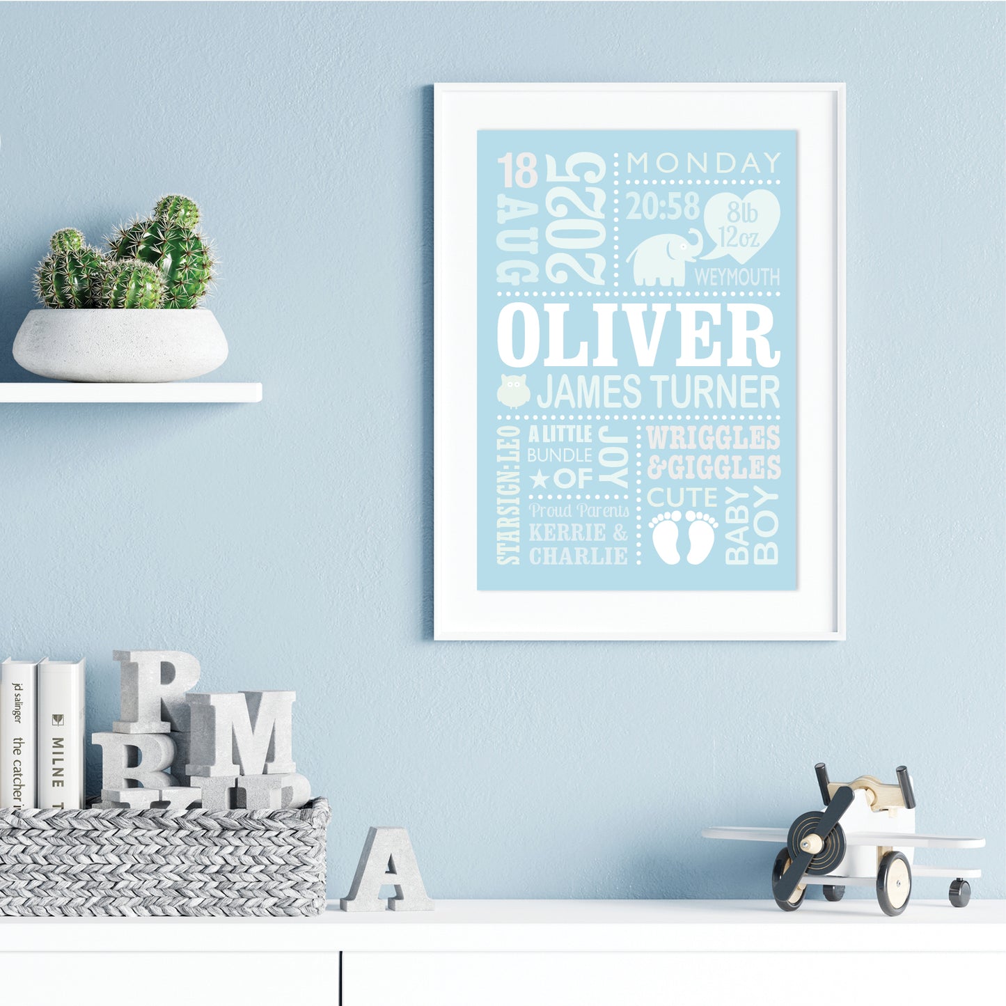 Custom Baby Print - Boy Cute Elephant
