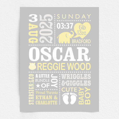 Custom Baby Print - Boy Cute Elephant