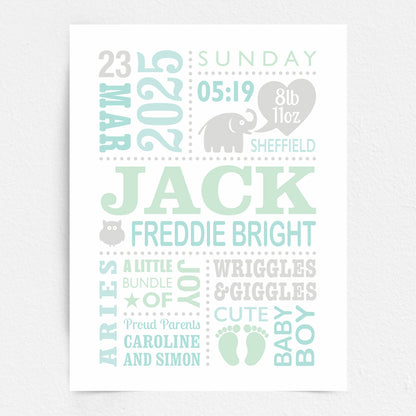 Custom Baby Print - Boy Cute Elephant 2