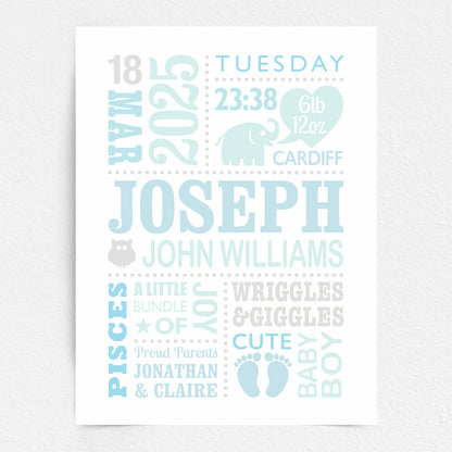 Custom Baby Print - Boy Cute Elephant 2