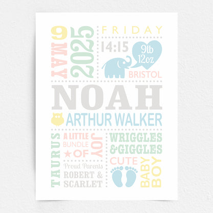 Custom Baby Print - Boy Cute Elephant 2