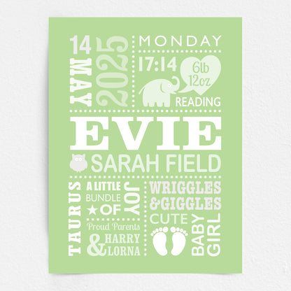 Custom Baby Print - Girl Cute Elephant