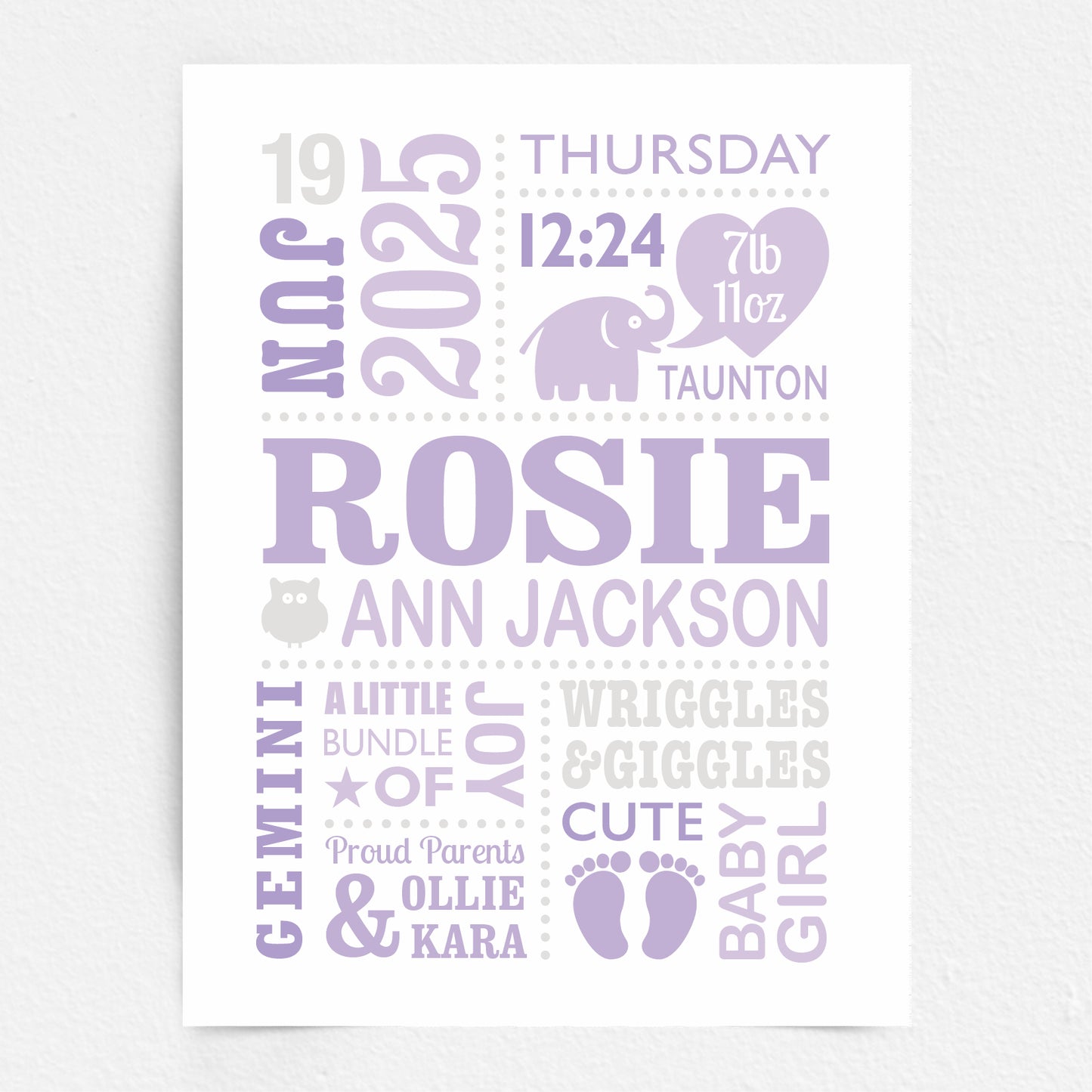 Custom Baby Print - Girl Cute Elephant 2