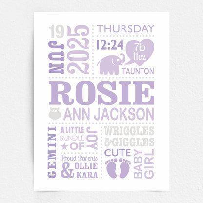 Custom Baby Print - Girl Cute Elephant 2