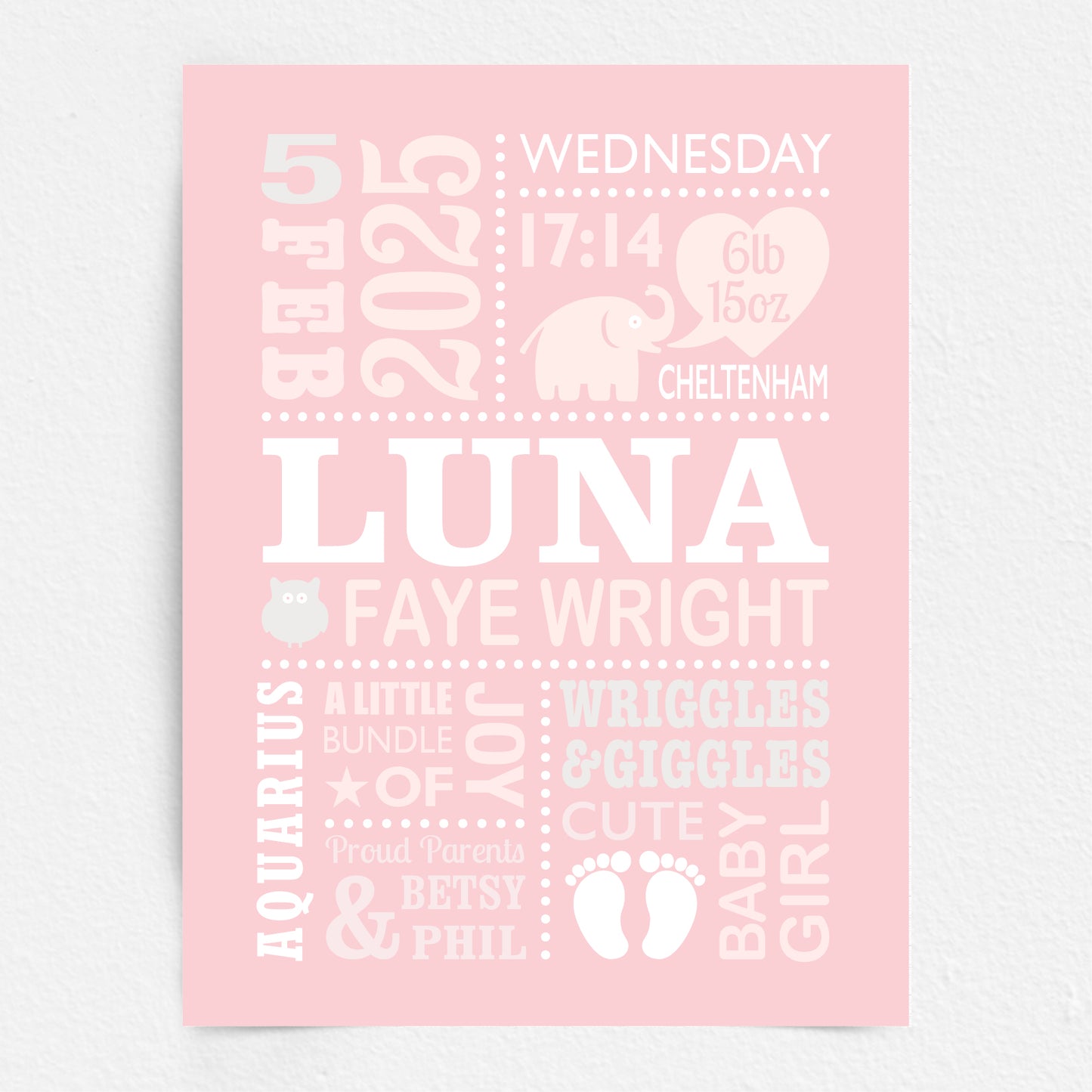 Custom Baby Print - Girl Cute Elephant