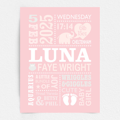 Custom Baby Print - Girl Cute Elephant
