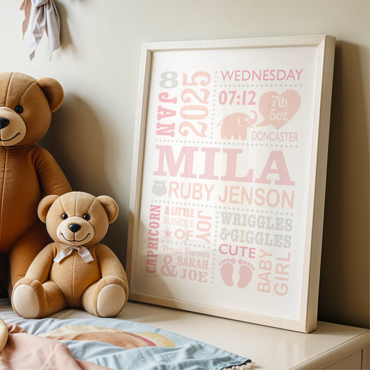 Custom Baby Print - Girl Cute Elephant 2