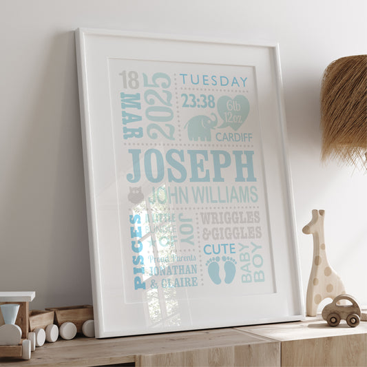 Custom Baby Print - Boy Cute Elephant 2