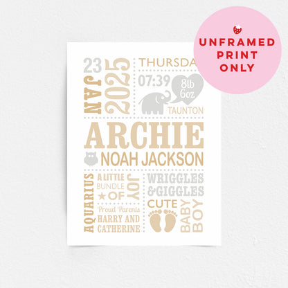 Custom Baby Print - Boy Cute Elephant 2