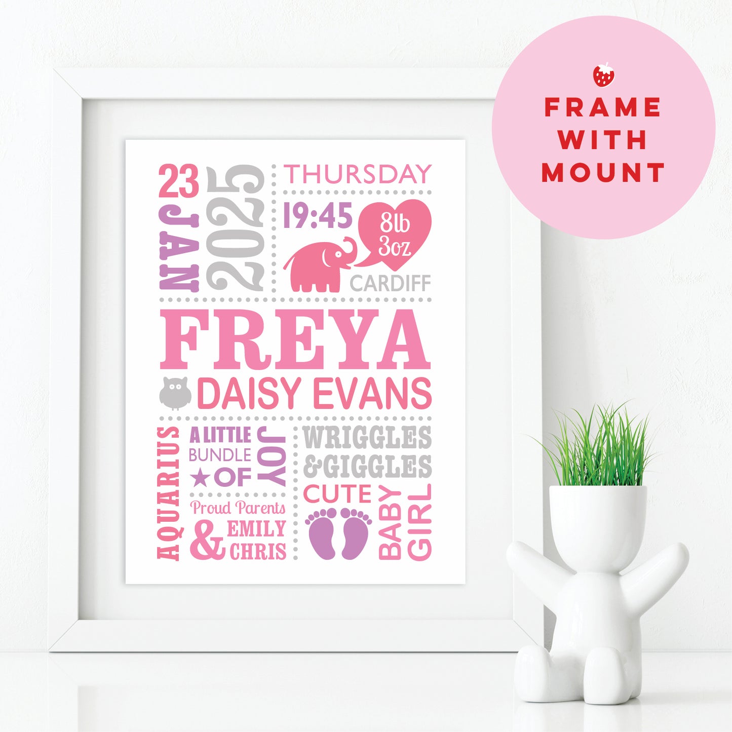 Custom Baby Print - Girl Cute Elephant 2