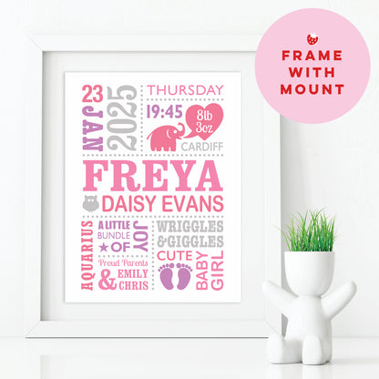 Custom Baby Print - Girl Cute Elephant 2