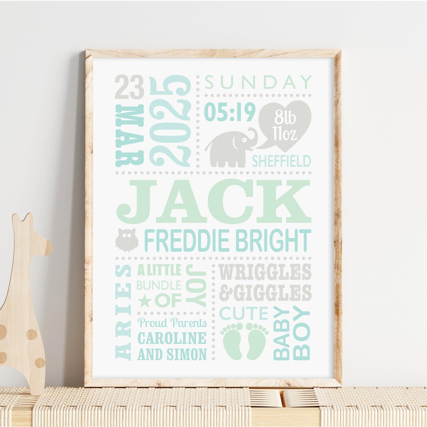 Custom Baby Print - Boy Cute Elephant 2