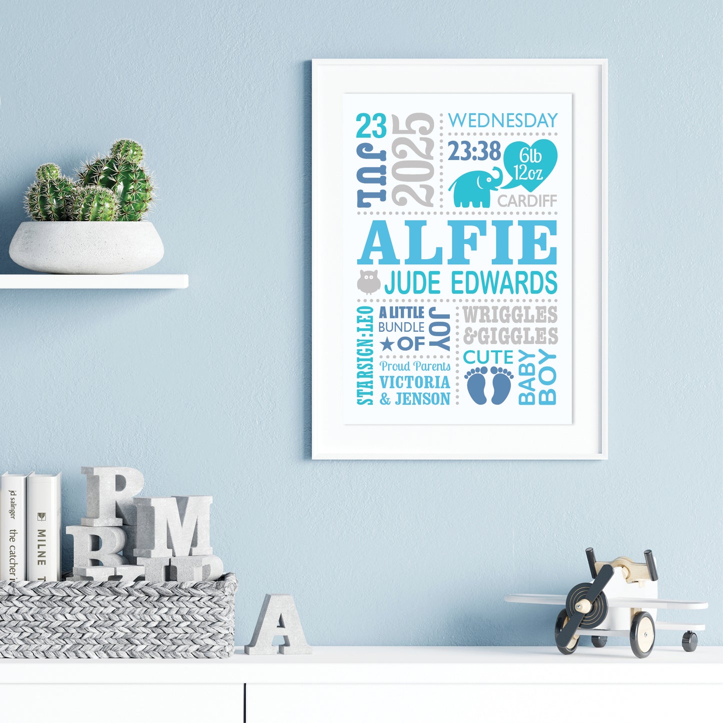 Custom Baby Print - Boy Cute Elephant 2
