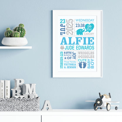 Custom Baby Print - Boy Cute Elephant 2
