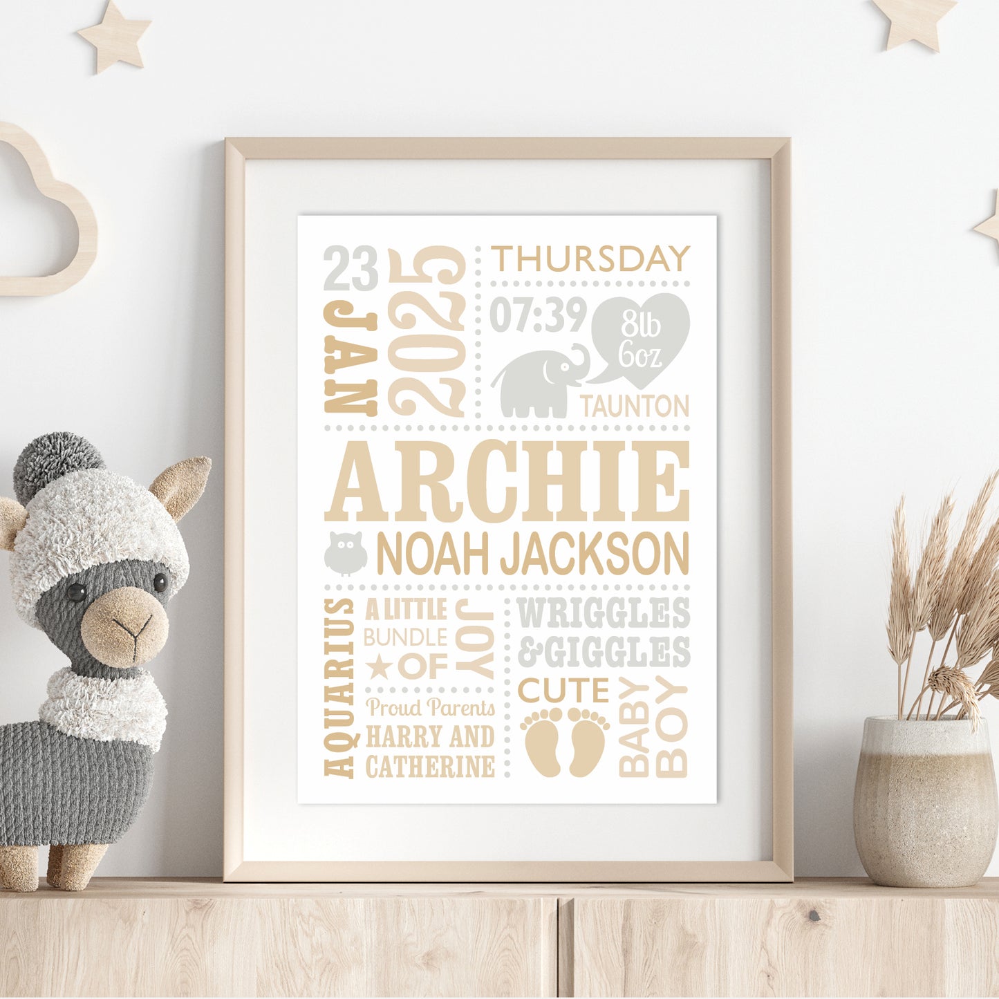 Custom Baby Print - Boy Cute Elephant 2