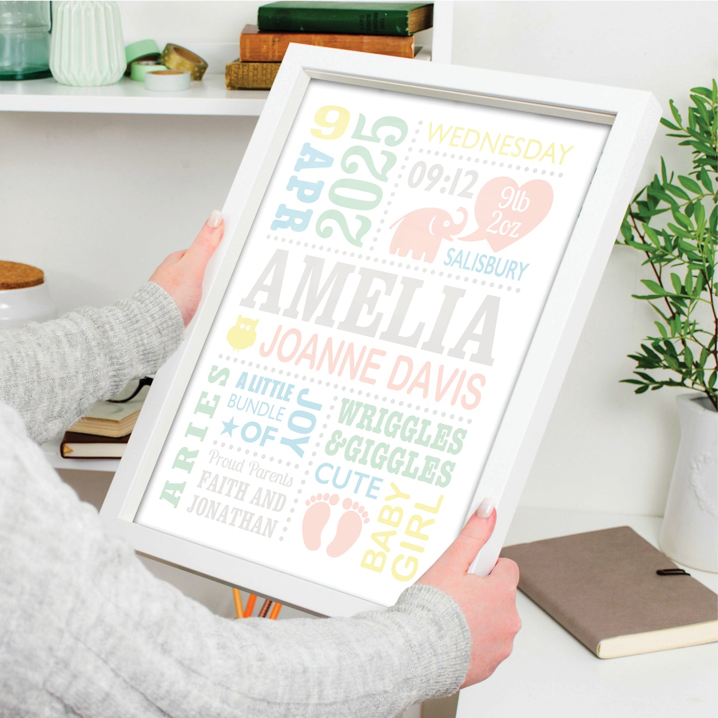 Custom Baby Print - Girl Cute Elephant 2