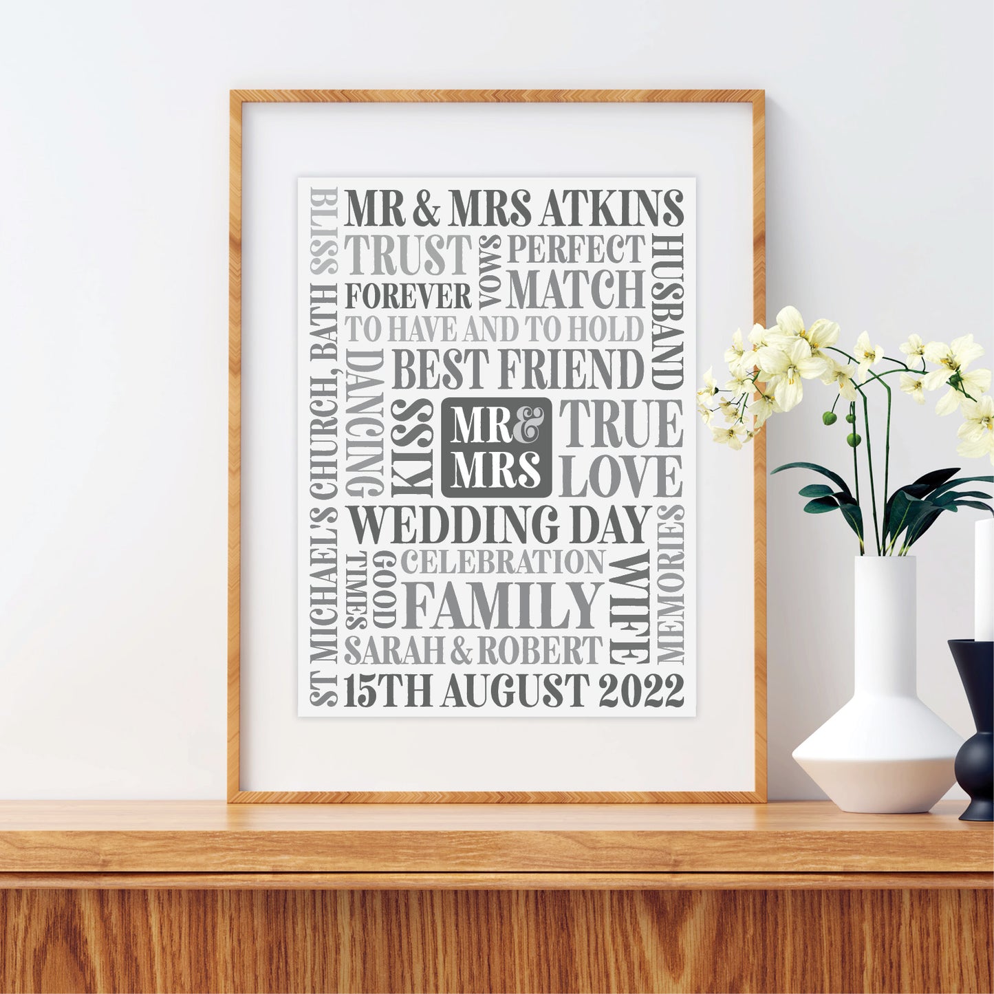 Custom Mr & Mrs Word Art Print