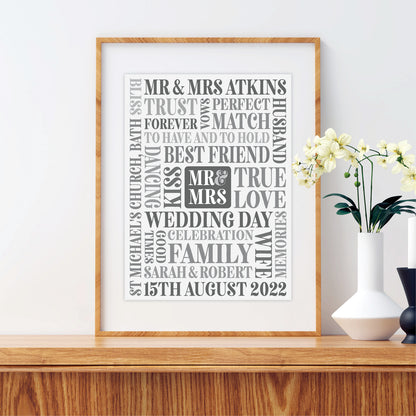 Custom Mr & Mrs Word Art Print