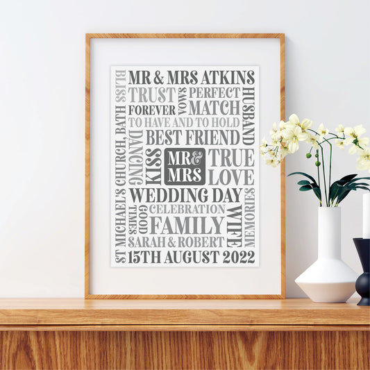 Custom Mr & Mrs Word Art Print