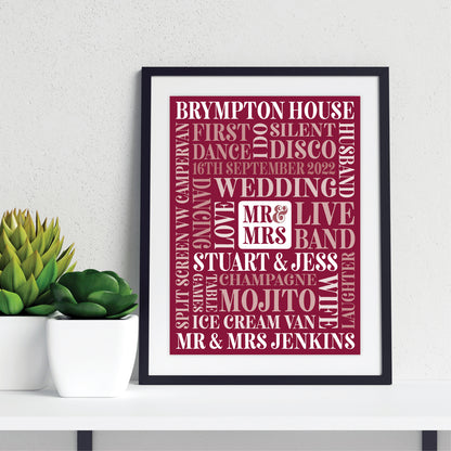 Custom Mr & Mrs Word Art Print