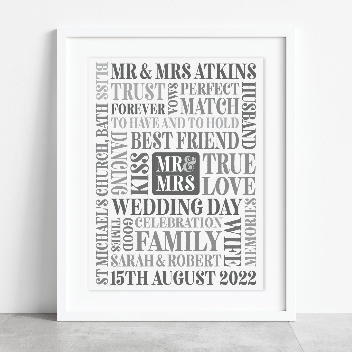 Custom Mr & Mrs Word Art Print