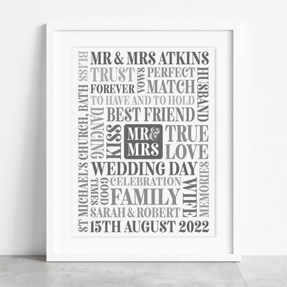 Custom Mr & Mrs Word Art Print
