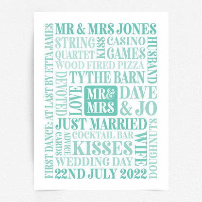 Custom Mr & Mrs Word Art Print