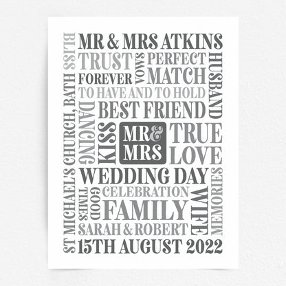 Custom Mr & Mrs Word Art Print
