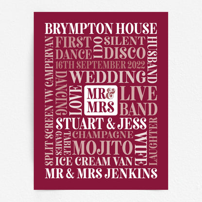 Custom Mr & Mrs Word Art Print