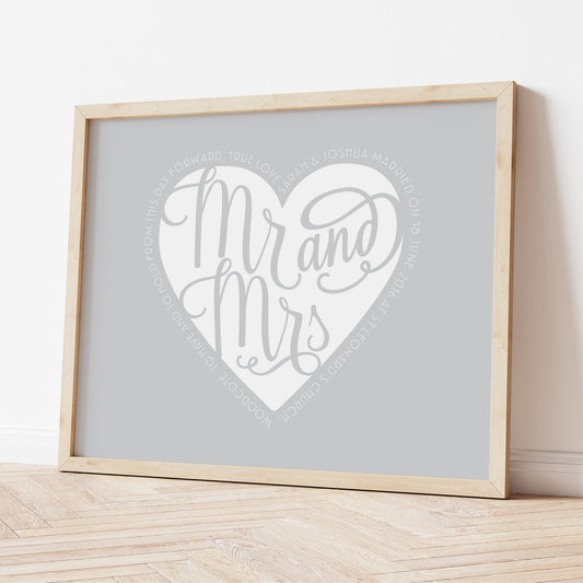 Custom Wedding Print - Mr & Mrs Heart