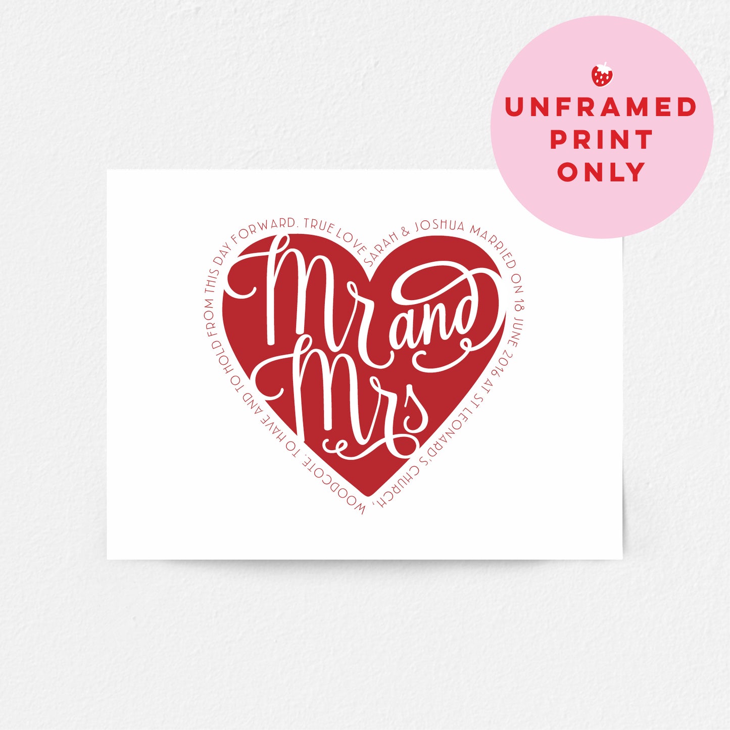 Custom Wedding Print - Mr & Mrs Heart