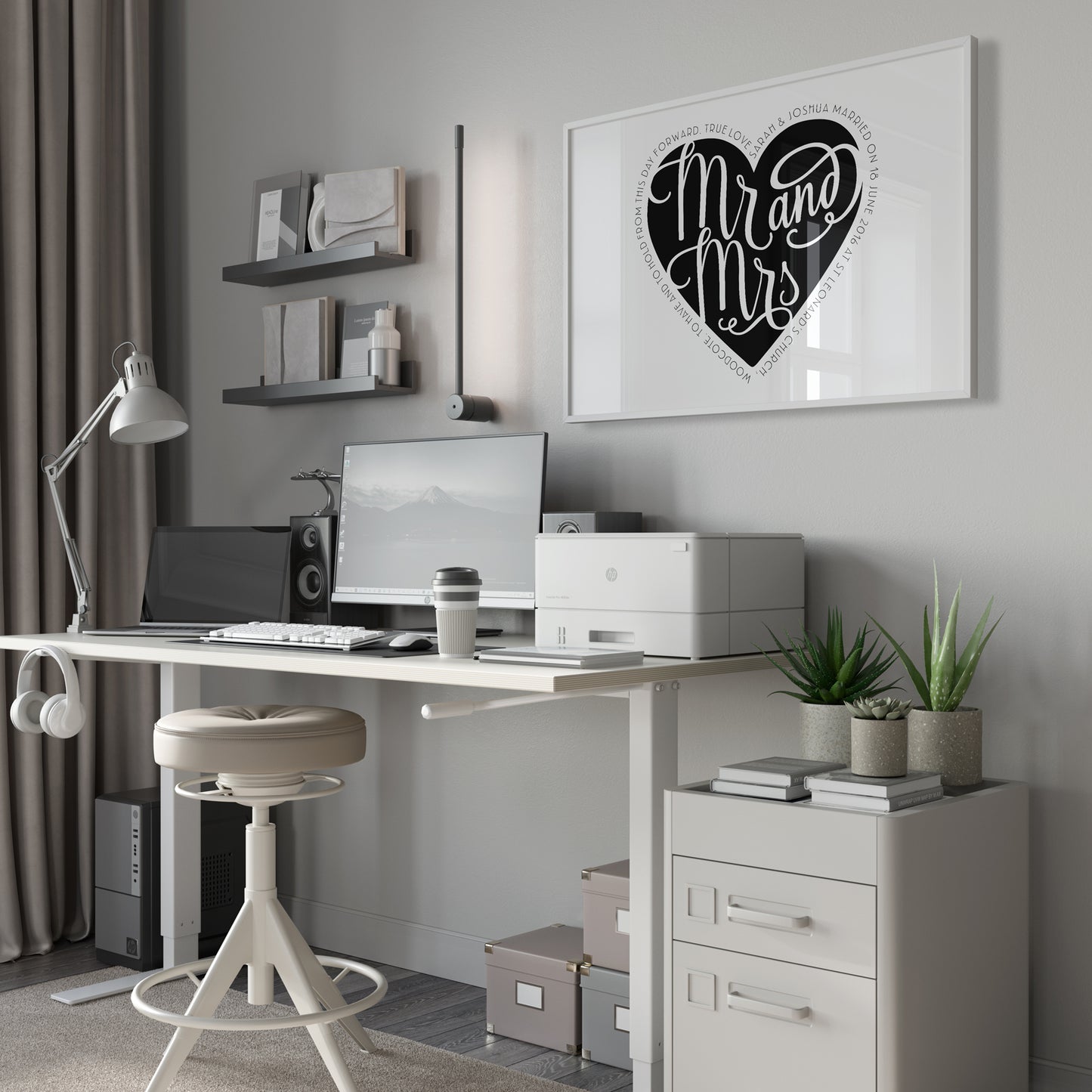 Custom Wedding Print - Mr & Mrs Heart