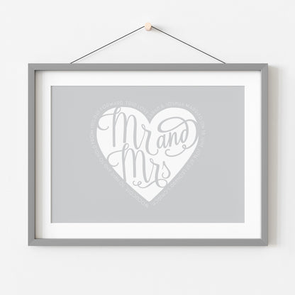 Custom Wedding Print - Mr & Mrs Heart