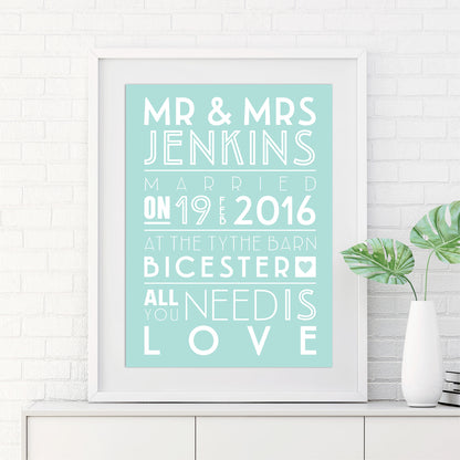 Custom Mr & Mrs Wedding Print - Art Deco
